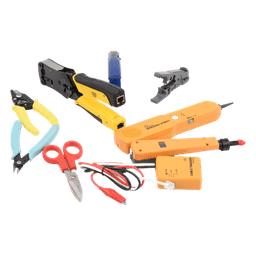 Kit de Herramientas para Instalador de Redes / 9 Piezas / Pinza Pelacables con Probador / Ponchadora Pass Through / Rastreador de Cable / Bolsa 21x11.5x3.4 cm