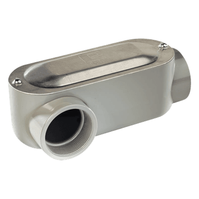 Caja oval roscada tipo OLR de 2" (50.8 mm) Incluye tapa y tornillos.