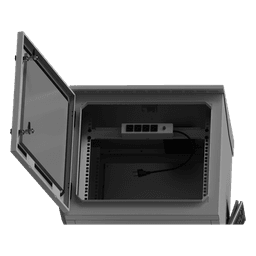 Gabinete de Exterior con Rack de 19" de 9UR con Ventiladores y Termostato, Se envía el Gabinete armado, (Montaje a poste o torre se vende por separado).