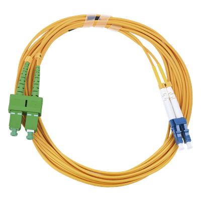 Jumper de Fibra Óptica / Monomodo 9/125 / LC/UPC-SC/APC / Dúplex / 2.0 mm PVC / 3 m (9.84 ft) / Amarillo