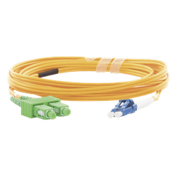 Jumper de Fibra Óptica / Monomodo 9/125 / LC/UPC-SC/APC / Dúplex / 2.0 mm PVC / 3 m (9.84 ft) / Amarillo