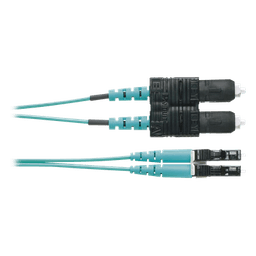 Jumper de Fibra Optica Multimodo 50/125 OM4, LC-SC Duplex, OFNR (Riser), Color Aqua, 2 Metros (6.56 Pies)