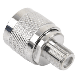 Adaptador Coaxial RF / N Macho a F Hembra / Montaje en Línea / Bronce Niquelado / Contacto Oro / Teflón / -20℃ a 80℃