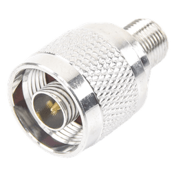 Adaptador Coaxial RF / N Macho a F Hembra / Montaje en Línea / Bronce Niquelado / Contacto Oro / Teflón / -20℃ a 80℃