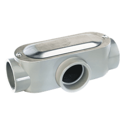 Caja oval roscada tipo T de 1 1/4" (31.8 mm) incluye tapa y tornillos.