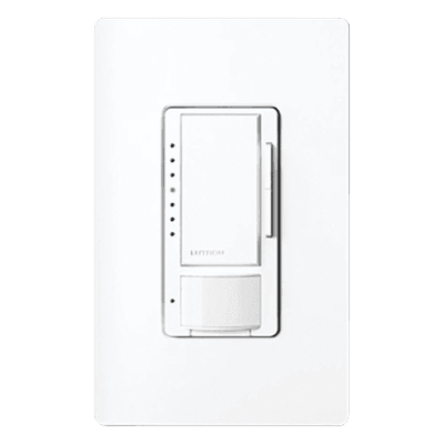Atenuador de pared Maestro con sensor de ocupación y vacancia PIR, 600 W incandescente o 150 W LED y CFL regulables, 120 V, sin cable neutro, unipolar o multilocalización