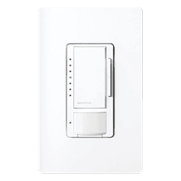 Atenuador de pared Maestro con sensor de ocupación y vacancia PIR, 600 W incandescente o 150 W LED y CFL regulables, 120 V, sin cable neutro, unipolar o multilocalización