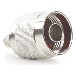Conector N Macho / Anillo Plegable / 75 Ohm / RG-59 / Níquel-Oro-Teflón / Montaje en Línea