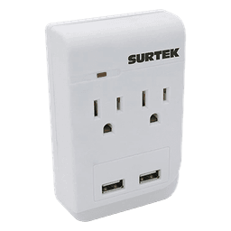 Multicontacto / 2 Salidas AC Aterrizadas / 2 Puertos USB / 15A / 300J / 4.57 x 3.78 x 1.10 pulgadas
