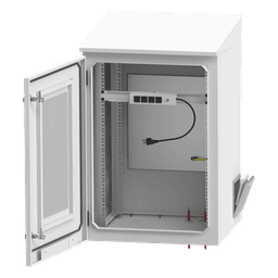 Gabinete de Exterior con Rack de 19" de 16U con Ventiladores y Termostato, Se envía el Gabinete Armado. (Montaje a poste o torre se vende por separado).