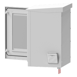Gabinete de Exterior con Rack de 19" de 16U con Ventiladores y Termostato, Se envía el Gabinete Armado. (Montaje a poste o torre se vende por separado).