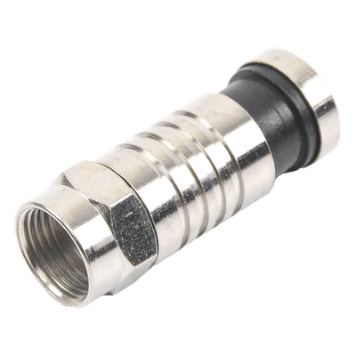 Conector F Macho / Compresión en Línea / Cable RG-6 / Cuerpo Bronce Niquelado / Contacto Central Oro / Aislante Teflón