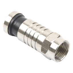 Conector F Macho / Compresión en Línea / Cable RG-6 / Cuerpo Bronce Niquelado / Contacto Central Oro / Aislante Teflón