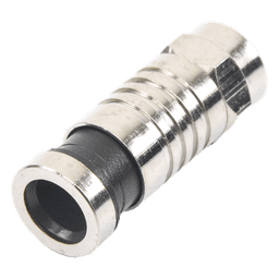 Conector F Macho / Compresión en Línea / Cable RG-6 / Cuerpo Bronce Niquelado / Contacto Central Oro / Aislante Teflón