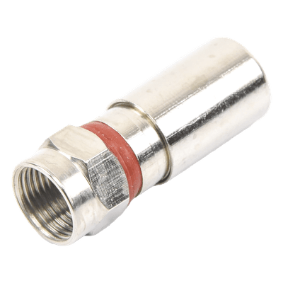 Conector F Macho / Compresión en Línea / Cable RG-6 / Cuerpo Bronce Niquelado / Contacto Oro / Aislante Teflón
