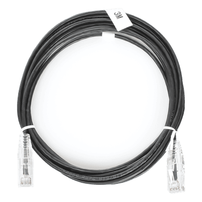 Cable de Parcheo Slim UTP Cat6 / 3 m (9.84 ft) / 28 AWG / 1 Gbps / RJ45 / Negro