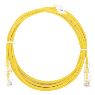 Cable de Parcheo Slim UTP Cat6 - 3 Metros (9.84 Pies) Amarillo Diámetro Reducido (28 AWG)