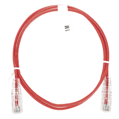 Cable de Parcheo Slim UTP Cat6 - 1 Metro (3.28 Pies), Rojo, Diámetro Reducido (28 AWG)
