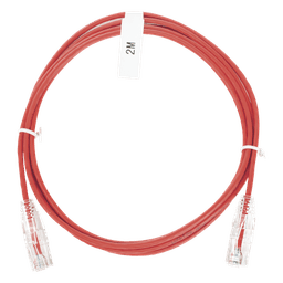 Cable de Parcheo Slim UTP Cat6 - 2 Metros (6.56 Pies) Rojo Diámetro Reducido (28 AWG)