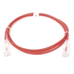 Cable de Parcheo Slim UTP Cat6 - 2 Metros (6.56 Pies) Rojo Diámetro Reducido (28 AWG)