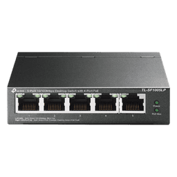 Switch PoE No Administrable de Escritorio / 5 puertos 10/100 Mbps / 4 puertos PoE af / Presupuesto 41 W / Modo extensor PoE hasta 250 metros / Calidad video prioritaria