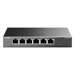 Switch PoE no Administrable de escritorio / 6 puertos 10/100 Mbps / 4 puertos PoE af/at / Presupuesto 67 W / Modo Extensor hasta 250 m / Calidad video prioritaria
