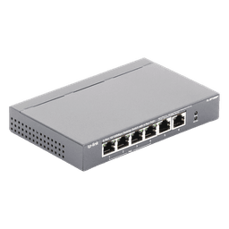 Switch PoE no Administrable de escritorio / 6 puertos 10/100 Mbps / 4 puertos PoE af/at / Presupuesto 67 W / Modo Extensor hasta 250 m / Calidad video prioritaria