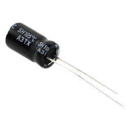 Capacitor Electrolítico en Aluminio, Radial de 220 µFd, 16 Vcc, 105 °C, 6.3 x 11 mm.