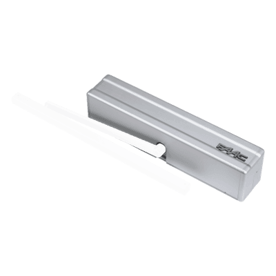 Operador para Puertas Batientes / Motor 24V / 110 VAC 100W / Apertura 100° / Frecuencia de Uso 100% / IP23 Interior / Dimensiones Compactas