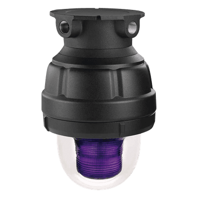 Luz de advertencia LED a prueba de explosion Homologado UL y cUL para Clase I, División 1, Grupo C y D; Clase I, División 2, Grupos A y B; Clase II, División 1, Grupos E, F y G; Clase III, Color Magenta a 24 VCD