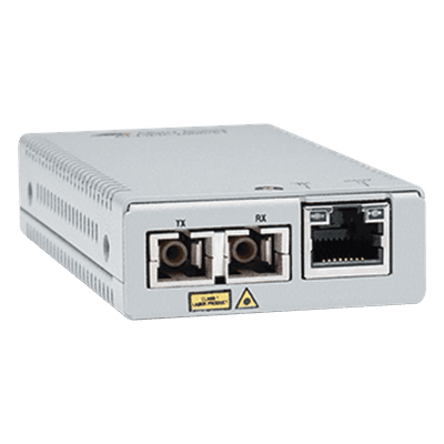 Convertidor de medios Gigabit Ethernet a fibra óptica, conector SC, multimodo (MMF), distancia de 220 hasta 500 m, con fuente de alimentación multi-región