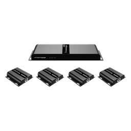 Kit Divisor y Extensor HDMI (Extender Splitter) | Divide 1 Fuente HDMI a 4 Pantallas | Extiende la señal HDMI hasta 120 m | Resolución 1080P @ 60 Hz | Cat 6/6a | Soporta IR | Baja Latencia | Uso24/7 | Alimente solo el Tx (PoC).