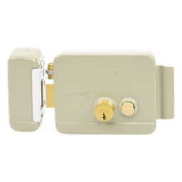 Cerradura Eléctrica con Botón de Salida / Doble Cerrojo / 12 VCA 2.5 A / Pulsos de 2 Seg / Exterior Izquierda