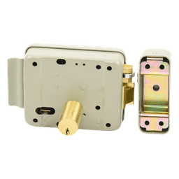 Cerradura Eléctrica con Botón de Salida / Doble Cerrojo / 12 VCA 2.5 A / Pulsos de 2 Seg / Exterior Izquierda