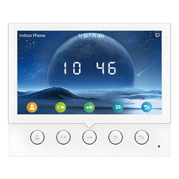 Monitor IP/SIP para interior, Wi-Fi, pantalla a color de 7", audio de 2 vías, PoE, 8 interfaces de entrada de alarma.