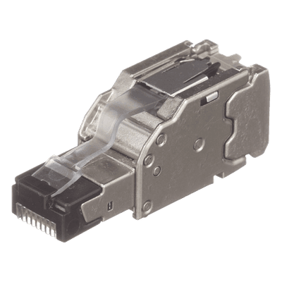 Plug RJ45 Blindado, Instalación Recta, Terminación en Campo Certificable, Compatible con Cat5e, Cat6 y Cat6A, Color Plata, Paquete de 10 Piezas