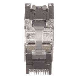 Plug RJ45 Blindado, Instalación Recta, Terminación en Campo Certificable, Compatible con Cat5e, Cat6 y Cat6A, Color Plata, Paquete de 10 Piezas