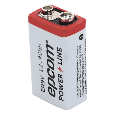 Batería de Litio 9V / 1200 mAh / Cloruro de Tionilo / No Recargable / Operación -60°C a +85°C / Acero Inoxidable