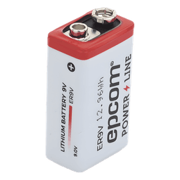 Batería de Litio 9V / 1200 mAh / Cloruro de Tionilo / No Recargable / Operación -60°C a +85°C / Acero Inoxidable