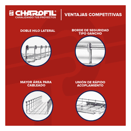 Charola Bimetálica Tipo Malla 66/100 mm, Ideal Para Utilizarse al Exterior o Zonas Húmedas, Hasta 105 Cables Cat6, Tramo de 3 Metros