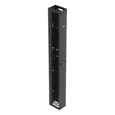 Organizador Vertical de Cables / Alta Densidad / 45 U / Ancho 8 in / Diseño Simple Frontal / ABS y Acero / Negro