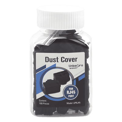 Bote con 100 Protectores Anti-Polvo para Puerto RJ45 Color Negro