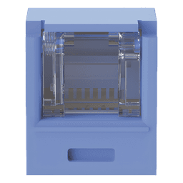 Conector Jack RJ45 / Categoría 6A / 8 Posiciones 8 Cables / Terminación sin Herramienta / Color Azul