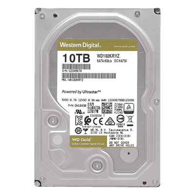 Disco Duro Gold de 10 TB / 7200 RPM / Optimizado para NAS, RAID, Data Center y NVRs de Gran Capacidad / Uso 24-7 / Proteccion Antivibración / 5 Años de Garantia / HelioSeal