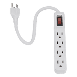 Multicontacto con cable 30 cm. 4 tomas 127 Vca línea, tierra, neutro 15 A max.