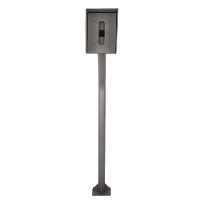 Poste y Cubierta industrial para montaje de Porteros IP Fanvil y Grandstream, altura de 1.2 metros, pintura electrostática color gris.