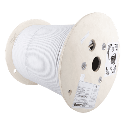 Bobina de Cable Blindado F/UTP de 4 Pares, Cat6A, Soporte de Aplicaciones 10GBase-T, LSZH (Libre de Gases Tóxicos), Color Blanco, 305 Metros (1000 Pies)