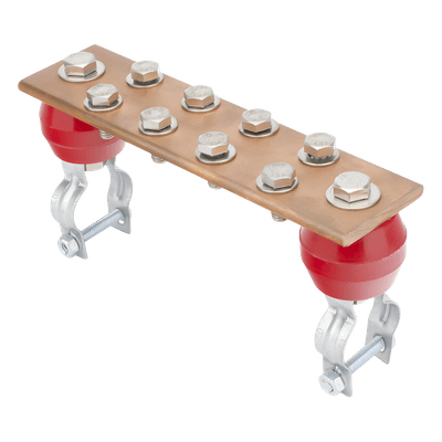 Barra Unión Torre 1000A / Cobre 100% / Compatible STZ30-45 / Aisladores Rojos / EIA-TIA-BICSI / TMGB-TGB