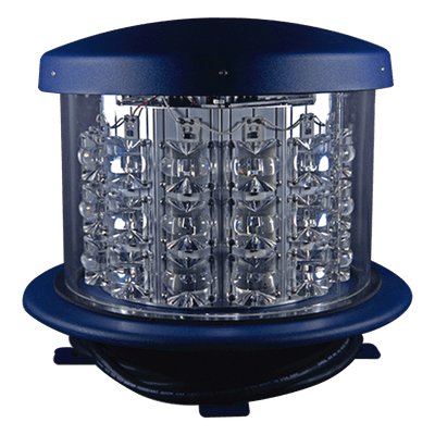Luz de Obstáculo LED Intensidad Media FAA L-864 / LED Rojo 2000 CD / 120-240 VAC / 360° Cobertura Horizontal / 3° Haz Vertical / NEMA 4X / Para Torres 46-107 m / Certificación FAA e ICAO