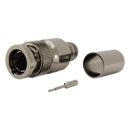 Conector BNC Macho en 75 Ohm, Anillo Plegable para Cable RG-11/U Grupo R1, Níquel/ Oro/ Teflón.